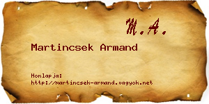 Martincsek Armand névjegykártya
